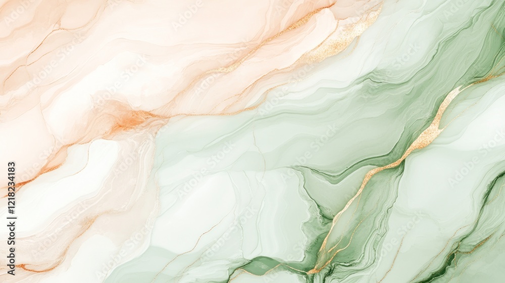 custom made wallpaper toronto digitalElegant swirling marble effect with peach and green hues and golden accents background