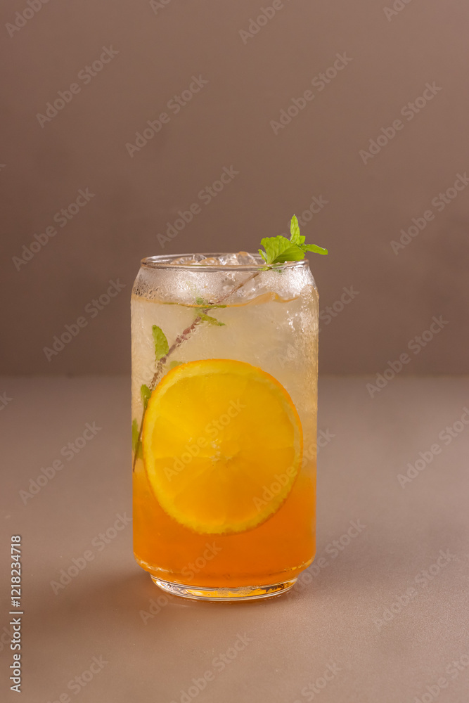 Fototapeta premium Orange Ade is a Carbonated Ade Made With Diluted Orange Juice. 