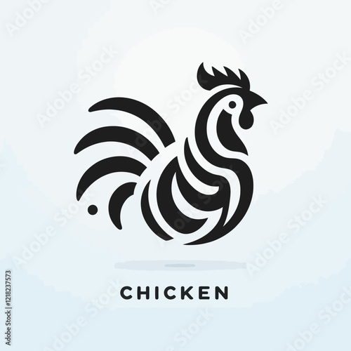 A sleek chicken logo crafted from bold stylized fragments, combining simplicity, elegance, and modern aesthetics.