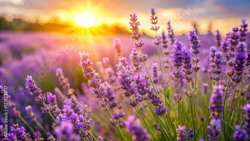 Fragrant lavender blooms in a field on a sunny day , flowers, sun photo