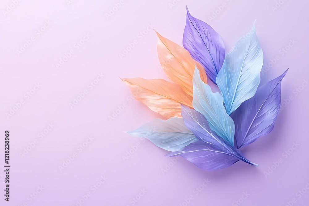 Fototapeta premium Soft colored floral leaves arrangement elegant design for a natural background