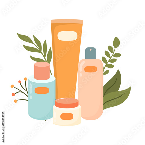 Set of Skincare Product. Skincare Bottle Product Illustration