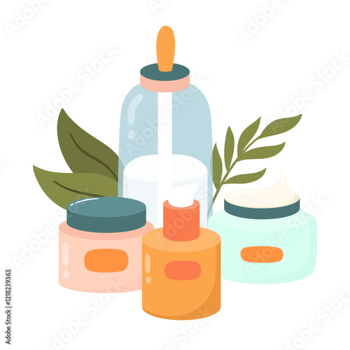 Set of Skincare Product. Skincare Bottle Product Illustration