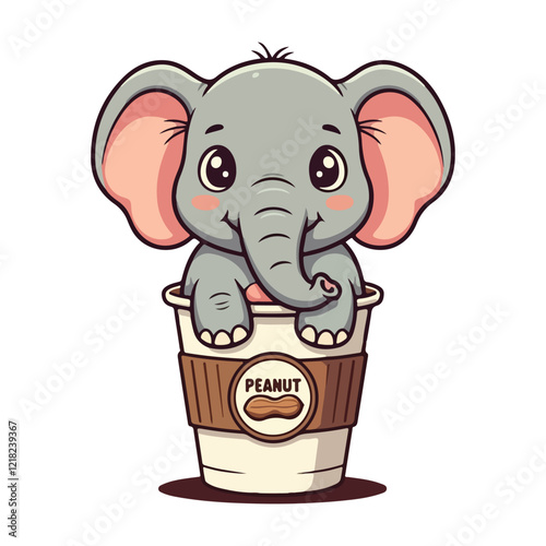 Cute Elephant Cartoon Vector Icon Illustration Animal Sport Icon Isolated Flat vector illustration photo