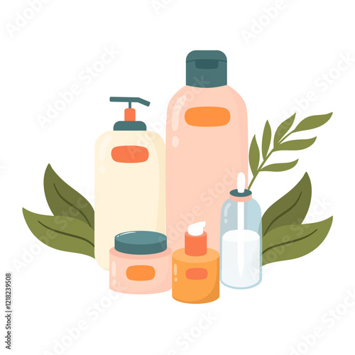 Set of Skincare Product. Skincare Bottle Product Illustration