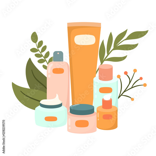 Set of Skincare Product. Skincare Bottle Product Illustration
