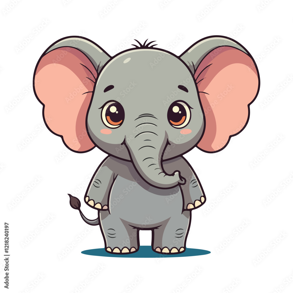 Naklejka premium Cute Elephant Cartoon Vector Icon Illustration Animal Sport Icon Isolated Flat vector illustration
