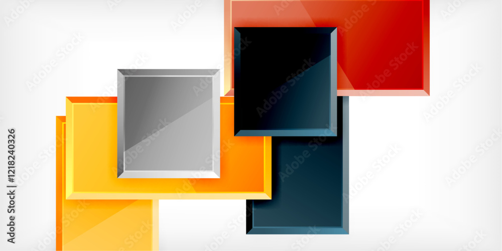 Glass toy style square shapes abstract design. Vector Illustration For Wallpaper, Banner, Background, Card, Book Illustration, landing page Glass toy style square shapes abstract design. Vector Illustration For Wallpaper, Banner, Background, Card, Book Illustration, landing page