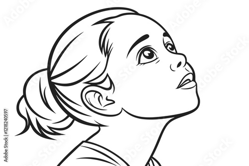 Stylized Girl Face Vector Illustration for Elegant Designs