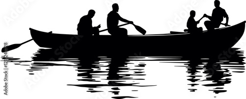 people on canoe silhouette