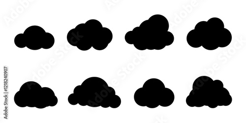 Fluffy clouds silhouettes. clouds silhouettes vector.