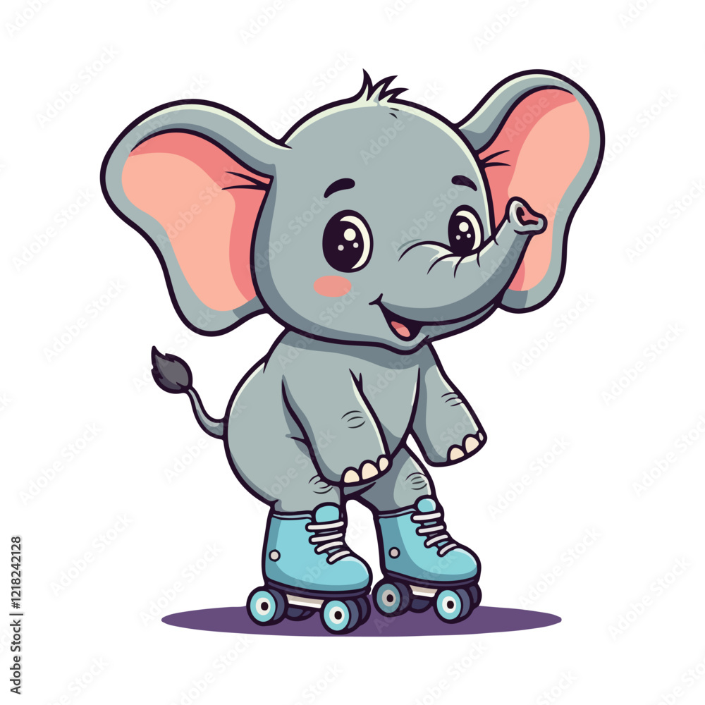 Fototapeta premium Cute Elephant Cartoon Vector Icon Illustration Animal Sport Icon Isolated Flat vector illustration