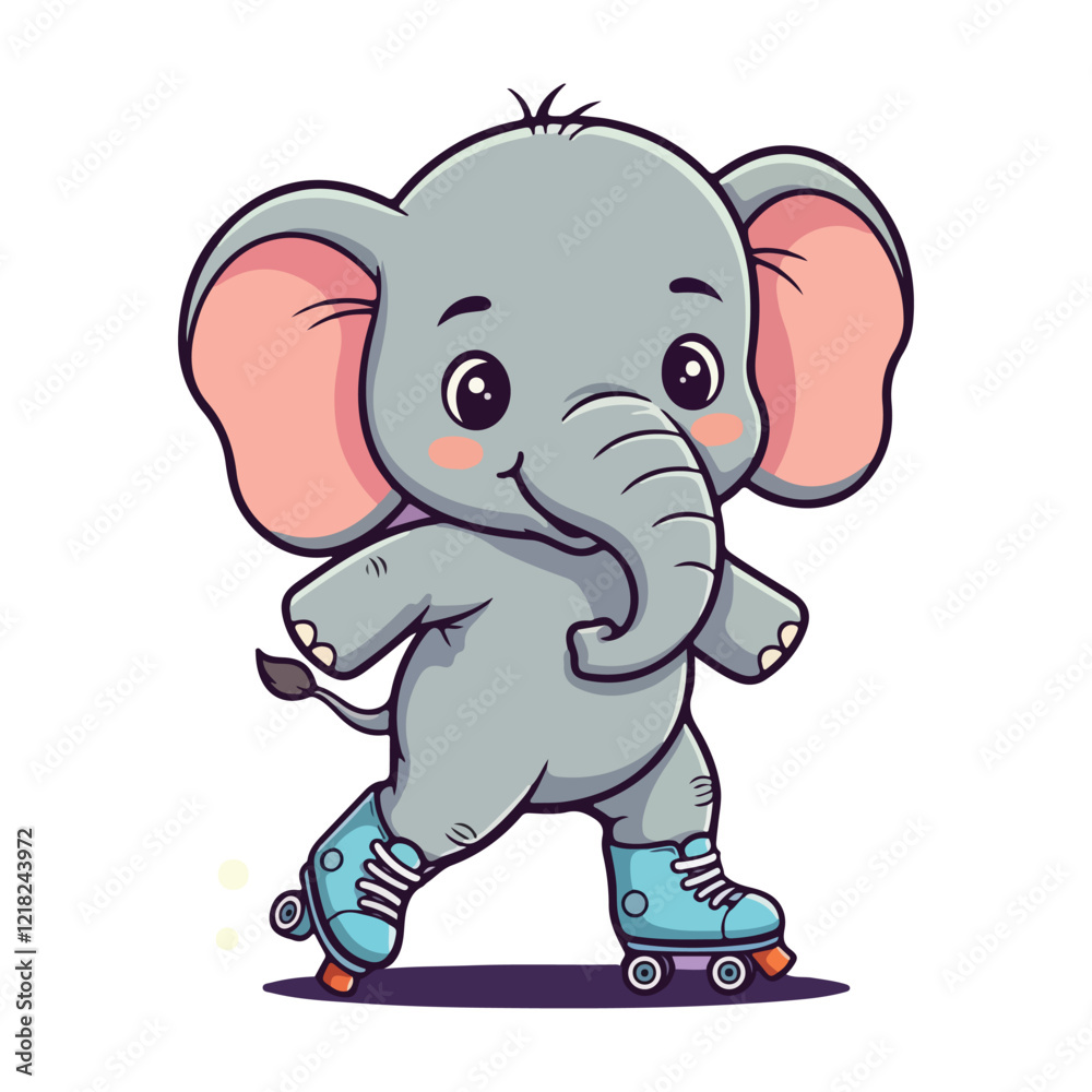 Fototapeta premium Cute Elephant Cartoon Vector Icon Illustration Animal Sport Icon Isolated Flat vector illustration