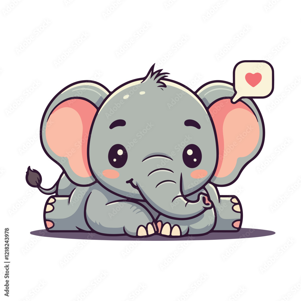 Fototapeta premium Cute Elephant Cartoon Vector Icon Illustration Animal Sport Icon Isolated Flat vector illustration