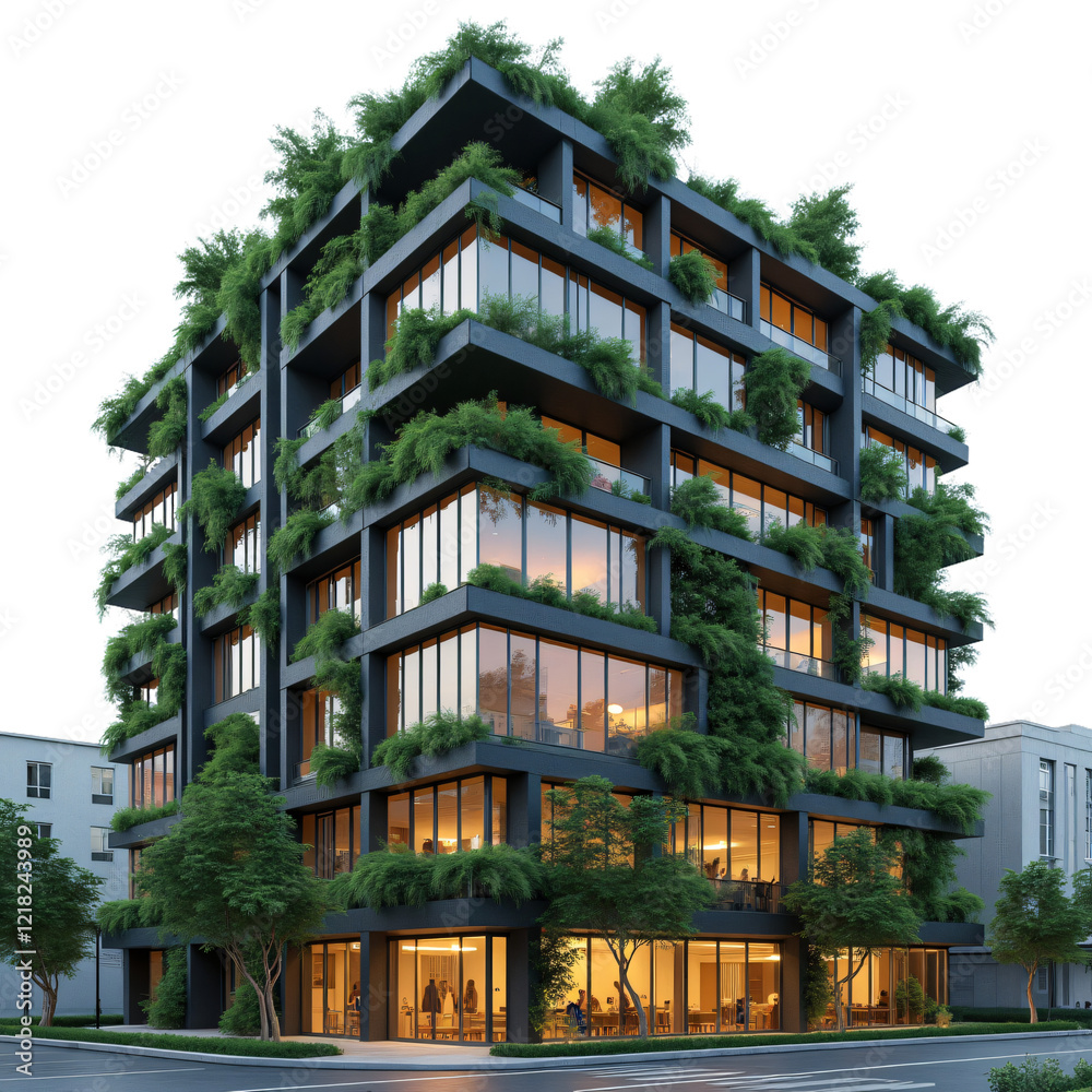Obraz premium a modern architectural building characterized by a unique blend of greenery and glass.