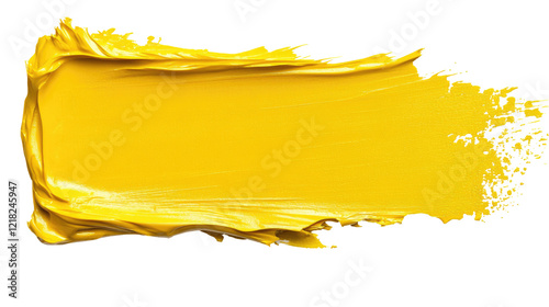 Abstract yellow and orange paint splashes with brush strokes with transparent PNG background