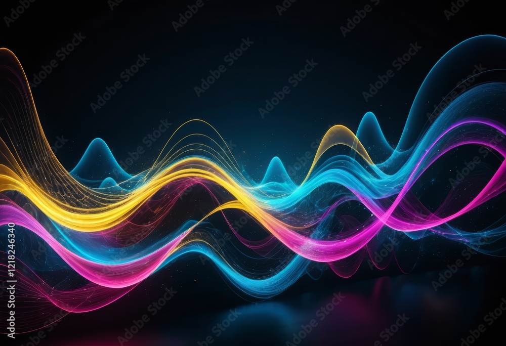 Abstract Colorful Neon Wave Background with Glowing Lines and Particles Abstract Colorful Neon Wave Background with Glowing Lines and Particles