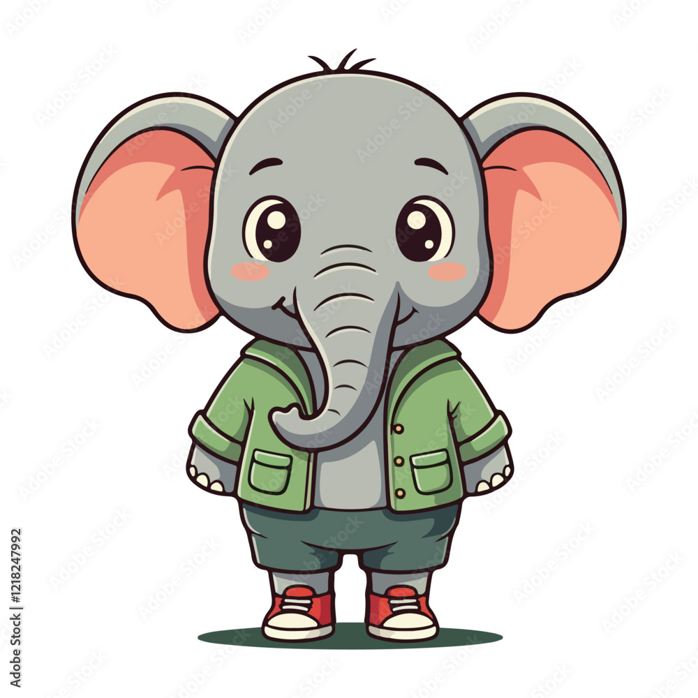 Fototapeta premium Cute Elephant Cartoon Vector Icon Illustration Animal Sport Icon Isolated Flat vector illustration