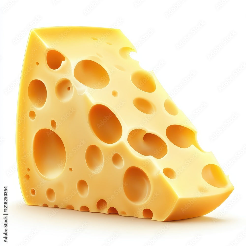 A wedge of delicious Swiss cheese with holes, isolated on white background. A wedge of delicious Swiss cheese with holes, isolated on white background.