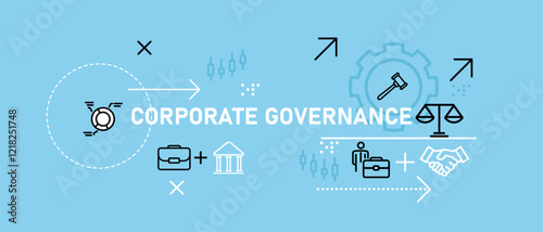 Corporate Governance concept highlighting business regulation executive management corporate policy and legal compliance for employee relations and data privacy