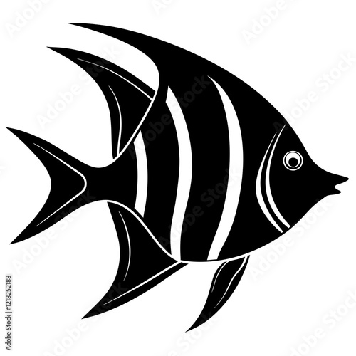 Silhouette of a tropical angelfish with angular fins