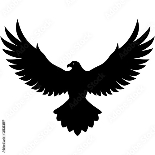 Silhouette of a soaring eagle with wings spread wide