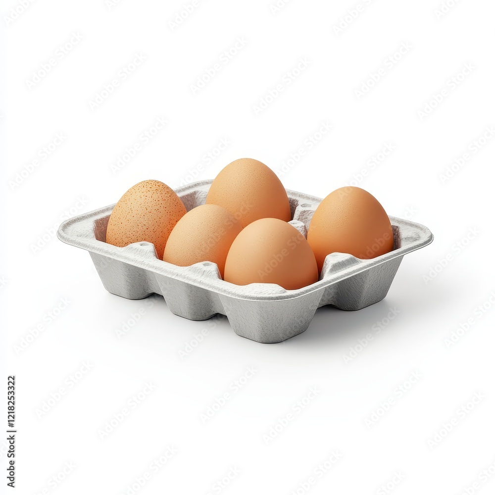 Fresh Brown Eggs in Carton, Isolated on White Background. Fresh Brown Eggs in Carton, Isolated on White Background.