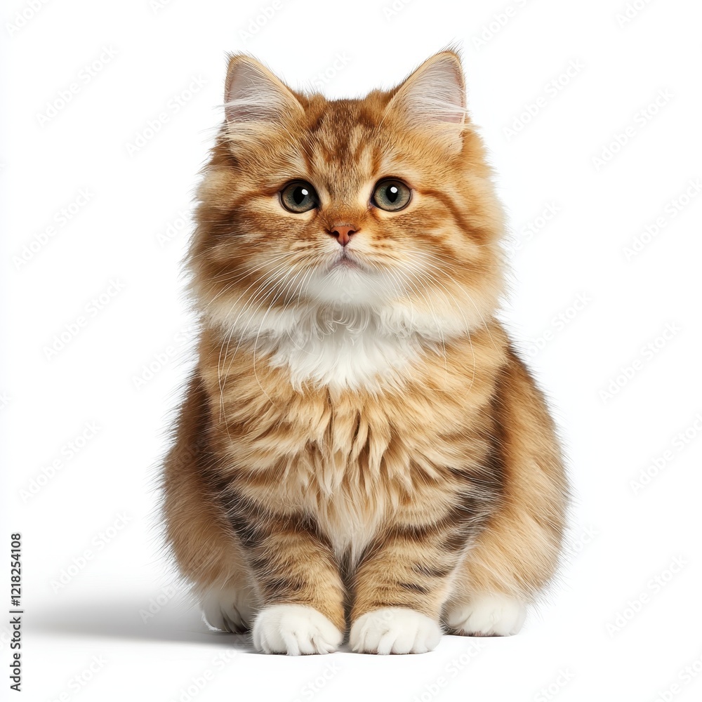 Obraz premium Playful cat sitting gracefully indoor home setting animal portrait soft lighting front view feline charm