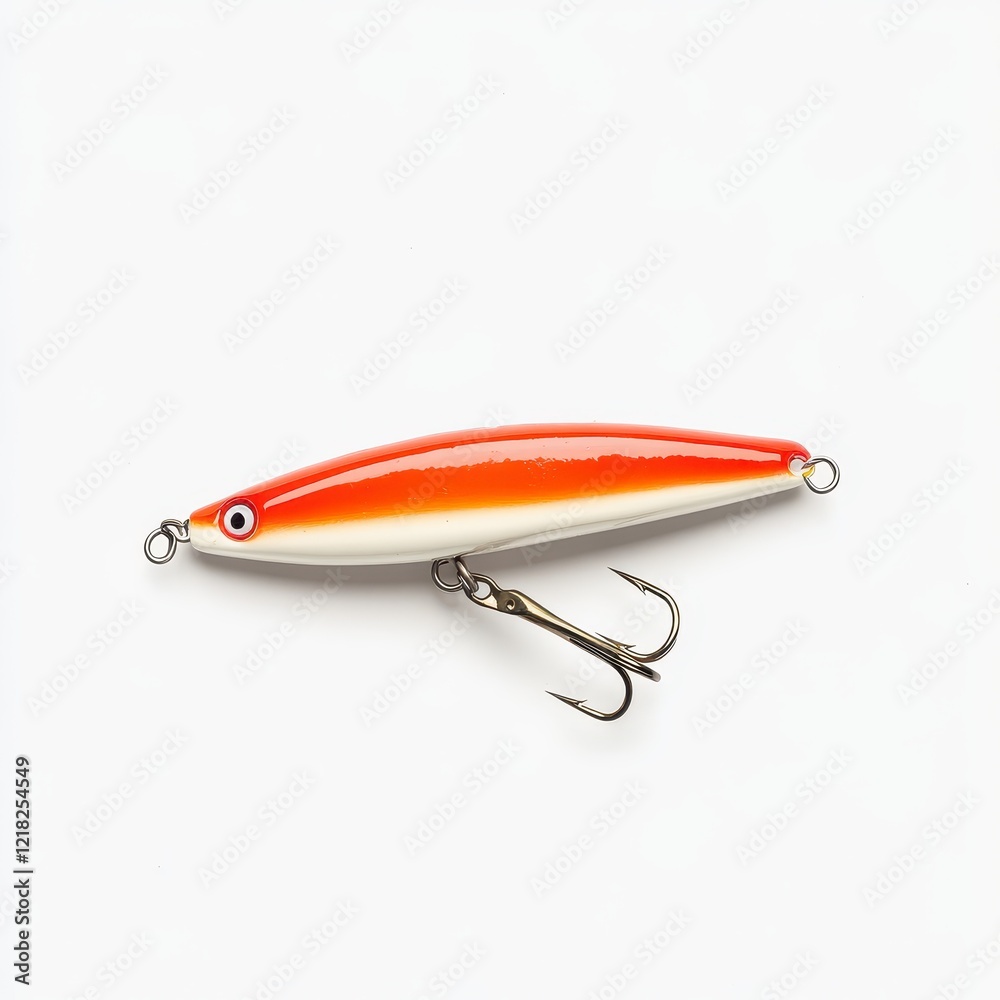 Vibrant Red and White Fishing Lure Close-Up. Vibrant Red and White Fishing Lure Close-Up.