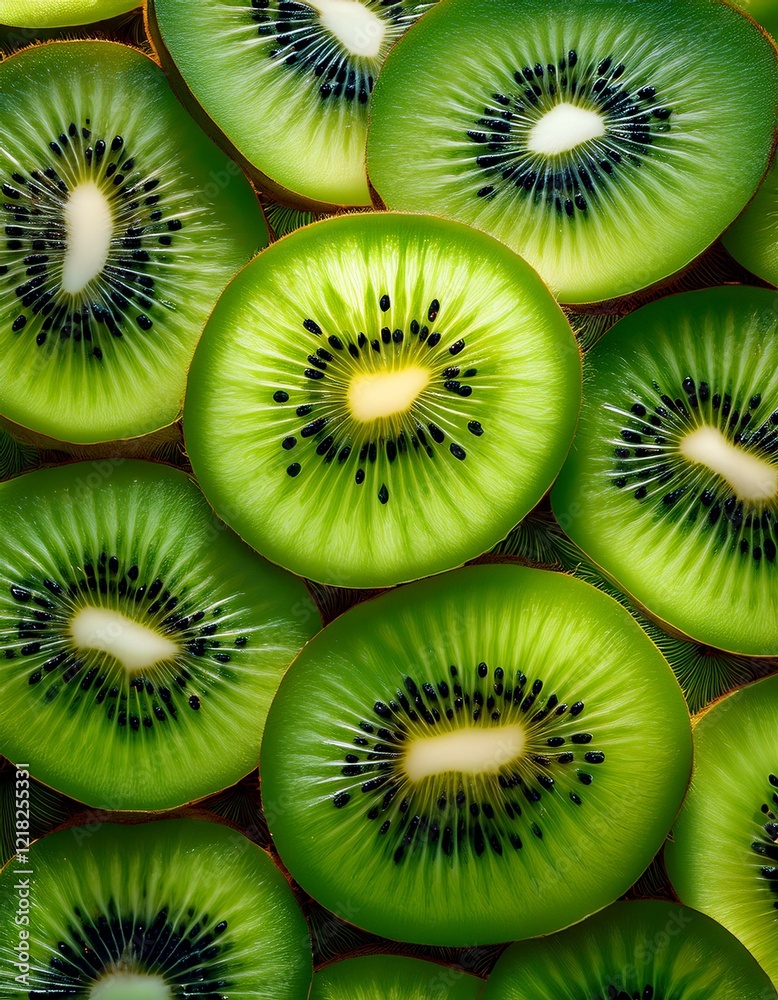 Juicy kiwi slices, vibrant green, a refreshing burst of flavor! Juicy kiwi slices, vibrant green, a refreshing burst of flavor!