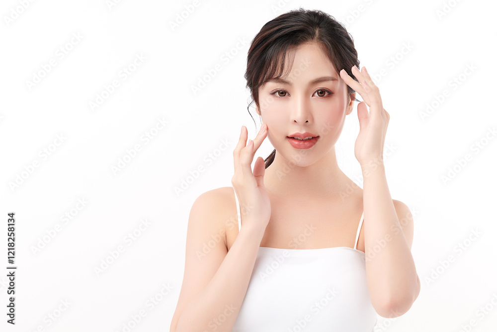 Beautiful young asian woman with clean fresh skin on white background, Face care, Facial treatment, Cosmetology, beauty and spa, Asian women portrait. Beautiful young asian woman with clean fresh skin on white background, Face care, Facial treatment, Cosmetology, beauty and spa, Asian women portrait.