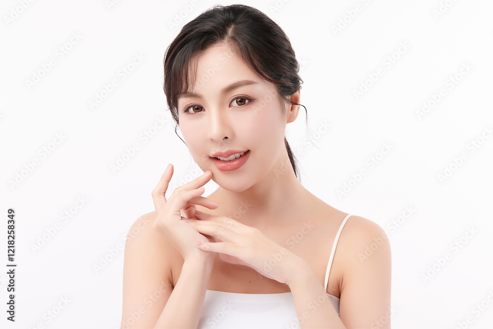 Beautiful young asian woman with clean fresh skin on white background, Face care, Facial treatment, Cosmetology, beauty and spa, Asian women portrait. Beautiful young asian woman with clean fresh skin on white background, Face care, Facial treatment, Cosmetology, beauty and spa, Asian women portrait.