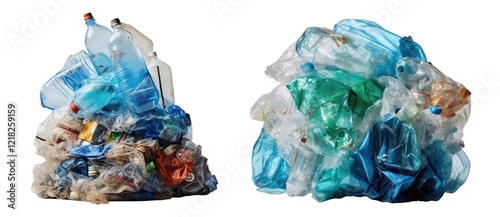 Pile of recyclable plastic waste.