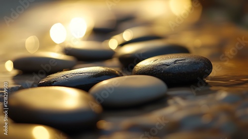 A close-up of warm stones placed on a clientâ€™s back during a therapeutic massage