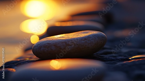 A close-up of warm stones placed on a clientâ€™s back during a therapeutic massage