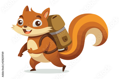 Curious Squirrel Carrying  a bag for gift  on  white  Background, Adventure Concept.