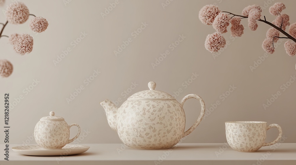 Elegant Tea Set Featuring Beautiful Teapot and Delicate Cup Perfect for Afternoon Tea Gatherings Elegant Tea Set Featuring Beautiful Teapot and Delicate Cup Perfect for Afternoon Tea Gatherings