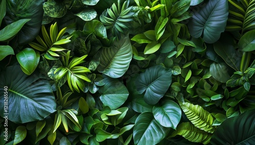 Wallpaper Mural Lush green tropical foliage background. Torontodigital.ca