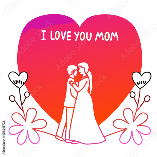 I love you mom illustration vector art
