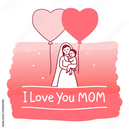 I love you mom illustration vector art