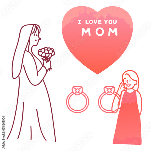 I love you mom illustration vector art