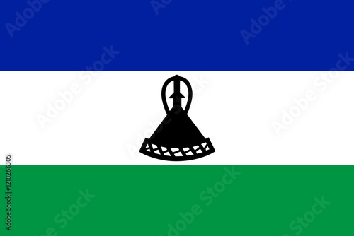 High detailed flag of Lesotho. National Lesotho flag. Africa. 3D illustration.