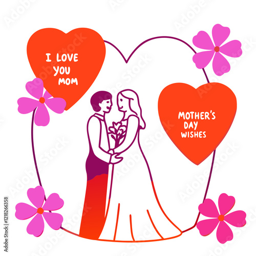 I love you mom illustration vector art