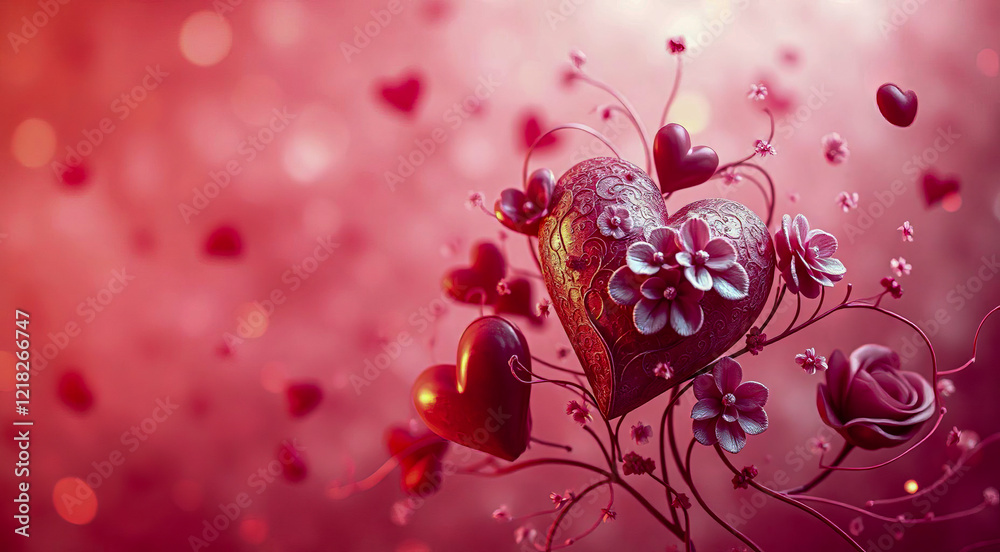 A St. Valentine Day abstract of heart designed with flowers and ingravings. A St. Valentine Day abstract of heart designed with flowers and ingravings.