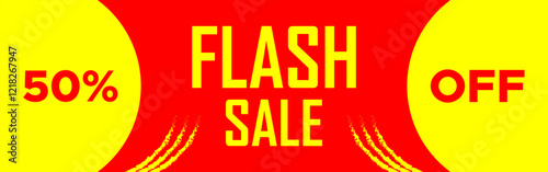 Flash sale banner with 50 off discount offer deal 