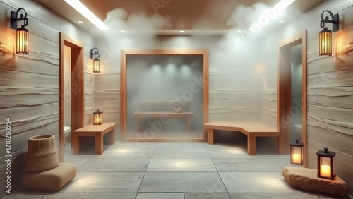 Serene Spa Steam Room Ambiance: Tranquil Relaxation