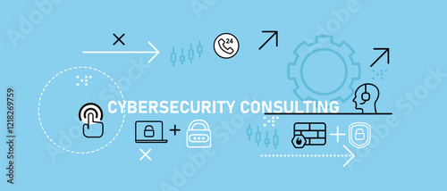 Cybersecurity Consulting concept highlighting cyber protection data security privacy management and IT consulting for threat prevention and risk management