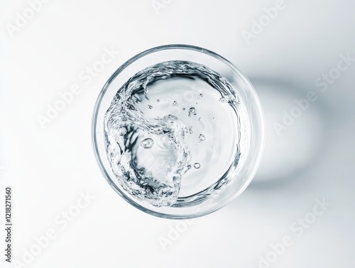 Top view of a glass of water with ripples.