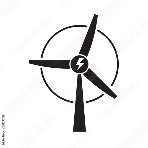 Wind energy and wind turbine icon concept