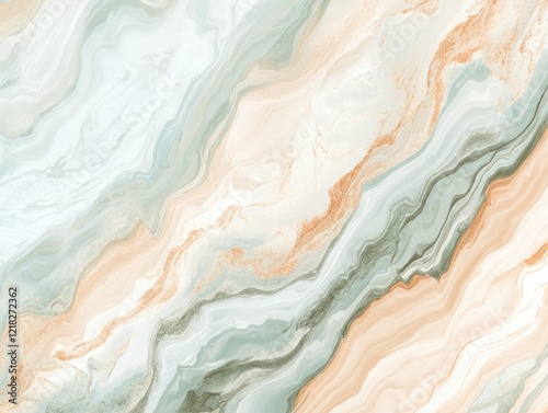 Wallpaper Mural Abstract flowing design with pale blue gray and peach tones and scattered gold accents Torontodigital.ca
